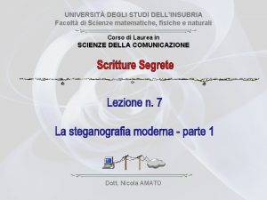 UNIVERSIT DEGLI STUDI DELLINSUBRIA Facolt di Scienze matematiche