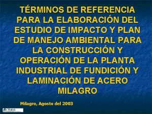 TRMINOS DE REFERENCIA PARA LA ELABORACIN DEL ESTUDIO