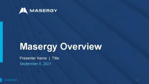 Masergy Overview Presenter Name Title September 8 2021