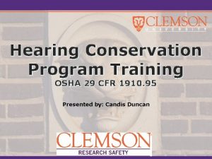 Hearing Conservation Program Training OSHA 29 CFR 1910