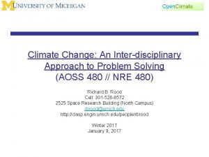 Climate Change An Interdisciplinary Approach to Problem Solving