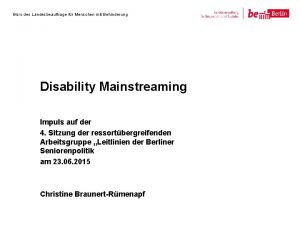 Bro des Landesbeauftrage fr Menschen mit Behinderung Disability