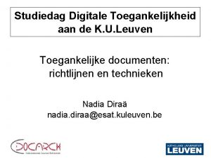 Studiedag Digitale Toegankelijkheid aan de K U Leuven