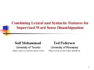 Combining Lexical and Syntactic Features for Supervised Word