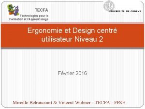 TECFA Technologies pour la Formation et lApprentissage Ergonomie