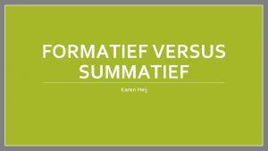 Summatief vs formatief