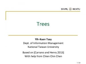 SVVRL IM NTU Trees YihKuen Tsay Dept of