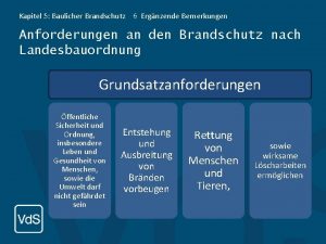 Kapitel 5 Baulicher Brandschutz 6 Ergnzende Bemerkungen Anforderungen