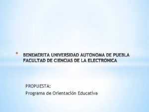PROPUESTA Programa de Orientacin Educativa PROGRAMA DE ORIENTACIN
