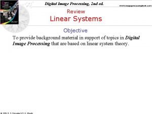 Digital Image Processing 2 nd ed www imageprocessingbook