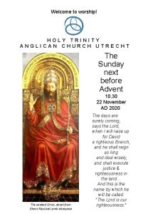 Welcome to worship HOLY TRINITY ANGLICAN CHURCH UTRECHT