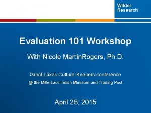 Wilder Research Evaluation 101 Workshop With Nicole Martin