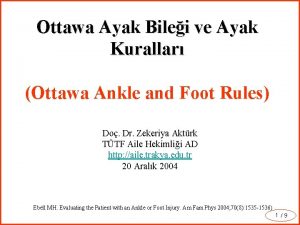 Ottawa Ayak Bilei ve Ayak Kurallar Ottawa Ankle