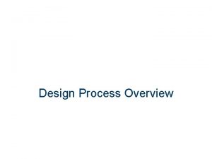 Design Process Overview What is Design Design is