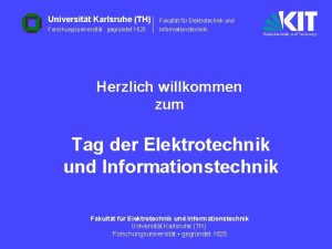 Universitt Karlsruhe TH Fakultt fr Elektrotechnik und Forschungsuniversitt