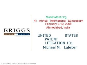 4 th Mark Patent Org Annual International Symposium