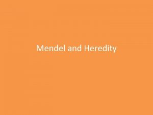 Mendel and Heredity Mendel and Heredity Terms Gregor