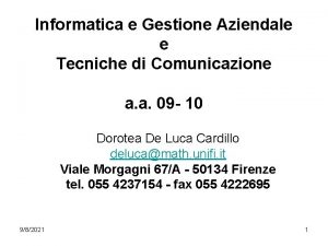 Informatica e Gestione Aziendale e Tecniche di Comunicazione