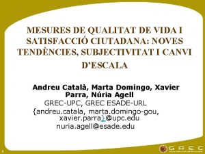 MESURES DE QUALITAT DE VIDA I SATISFACCI CIUTADANA