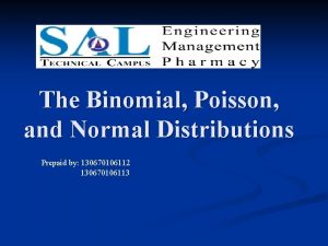 The Binomial Poisson and Normal Distributions Prepaid by