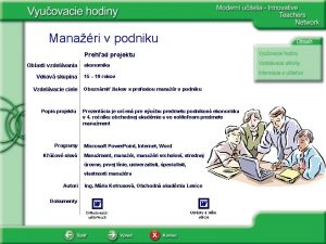 Manari v podniku Prehad projektu Oblasti vzdelvania Vekov