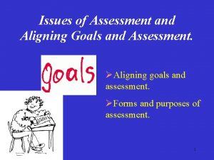 Issues of Assessment and Aligning Goals and Assessment