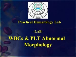 Practical Hematology Lab LAB WBCs PLT Abnormal Morphology