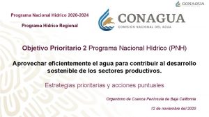 Programa Nacional Hidrico 2020 2024 Programa Hdrico Regional