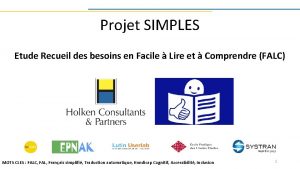 Projet SIMPLES Etude Recueil des besoins en Facile