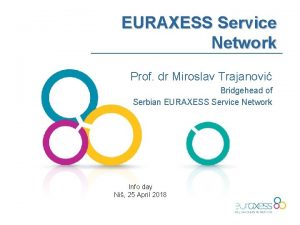 EURAXESS Service Network Prof dr Miroslav Trajanovi Bridgehead