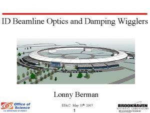 ID Beamline Optics and Damping Wigglers Lonny Berman