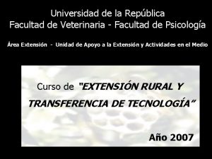 Universidad de la Repblica Facultad de Veterinaria Facultad