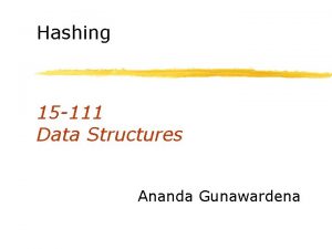 Hashing 15 111 Data Structures Ananda Gunawardena Hashing