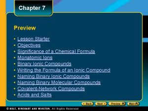 Chapter 7 Preview Lesson Starter Objectives Significance of