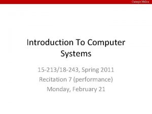 Carnegie Mellon Introduction To Computer Systems 15 21318