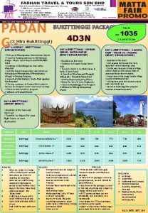 PADAN G BUKITTINGGI PACKAGE 3 Mlm Bukittinggi DAY