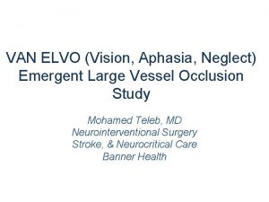 VAN ELVO Vision Aphasia Neglect Emergent Large Vessel