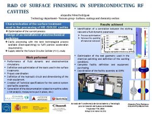 RD OF SURFACE FINISHING IN SUPERCONDUCTING RF CAVITIES