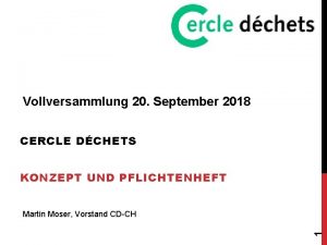 Vollversammlung 20 September 2018 CERCLE DCHETS KONZEPT UND