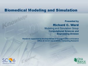 Biomedical Modeling and Simulation Presented by Richard C