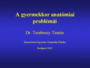 A gyermekkor anatmiai problmi Dr Terebessy Tams Semmelweis