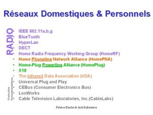 RADIO Rseaux Domestiques Personnels Protocoles Recommandations IEEE 802
