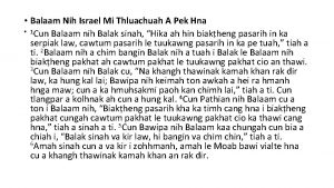 Balaam Nih Israel Mi Thluachuah A Pek Hna