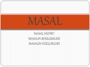 Masalların bölümleri