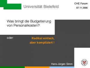 Universitt Bielefeld Was bringt die Budgetierung von Personalkosten
