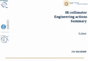 IR collimator Engineering actions Summary F Carra 35