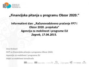 Financijska pitanja u programu Obzor 2020 Informativni dan