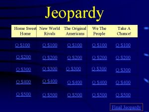 Jeopardy Home Sweet New World The Original Home