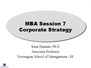 MBA Session 7 Corporate Strategy Knut Haans Ph