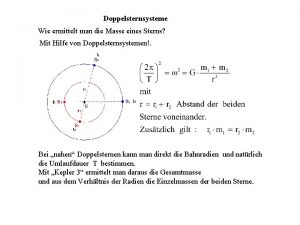 Doppelsternsysteme Wie ermittelt man die Masse eines Sterns